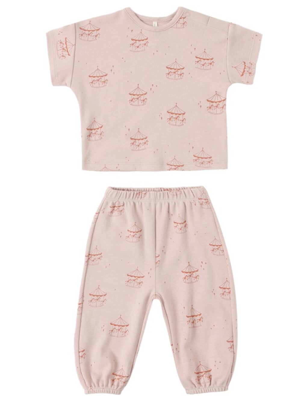 QUINCY MAE NWT 6-12m 18-24m Carousel 2pc Top Pants Set Organic Cotton